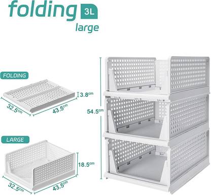 Rimatara 4 Layer Foldable Sliding For Cupboard Organizer, Clothes Foldable And Stackable Plastic Free Standing Chest of Drawers