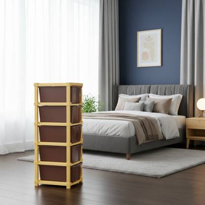 YASHODEEP PLASTIC multi layer drawer Storage Cabinet with Strong Back Support Panel Plastic Free Standing Cabinet