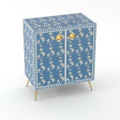 JODHA Home Furniture Print Stylish Sideboard Bone Inlay Cabinet Geometric Floral Solid Wood Wall Mount Cabinet