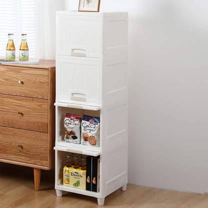 Zeekty 4 Layer Plastic Storage Box, Foldable Cabinet for Clothes & Wardrobe for Clothes PVC Collapsible Wardrobe