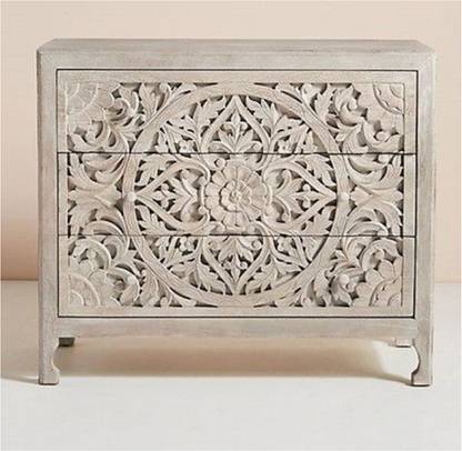 NAVIGATEEXIMPRI 3 Drawer Dresser Solid Wood Free Standing Chest of Drawers