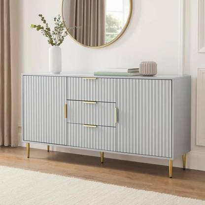 FURNITELL FURNITELL Solid Wood Sideboard, Wooden Cabinet With Drawer Solid Wood Free Standing Sideboard