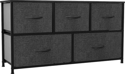 BUCKETLIST ® Dresser 5 Fabric Drawers Dresser Clothes Cabinet Storage Organizers Metal Free Standing Chest of Drawers