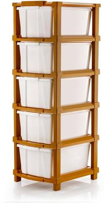 J K INTERNATIONAL 5 Compartments Plastic Multipurpose Drawer, Storage Organizer Home