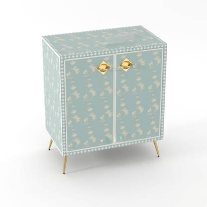 JODHA Home Furniture Print Stylish Sideboard Bone Inlay Cabinet Geometric Floral Solid Wood Wall Mount Cabinet