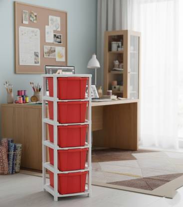 YASHODEEP PLASTIC multi layer drawer Storage Cabinet with Strong Back Support Panel Plastic Free Standing Cabinet