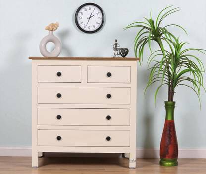 Woodefly Woodefly Solid Mango Wood Wide Chest of Drawer- 5 Drawers Solid Wood Free Standing Chest of Drawers