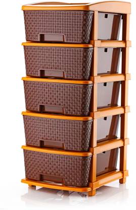 Flipkart SmartBuy 5 Plastic Modular Drawer System for Home, Office, Hospital, Parlor Plastic Free Standing Chest of Drawers
