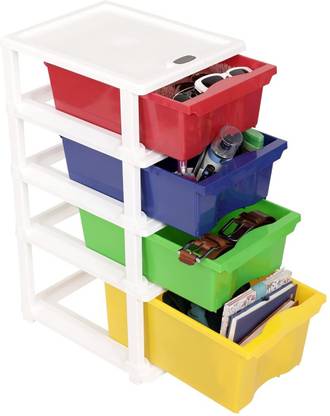 Cutting EDGE XL and Small Modular Plastic Drawer Combo Set For Home, Office( 2 XL & 2 Small) Plastic Free Standing Cabinet