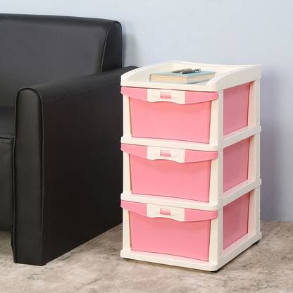 Nilkamal Chests of 3 Drawers CHTR23NT MultiPurpose wheel Storage , Kids & Home Essentials Plastic Free Standing Chest of Drawers