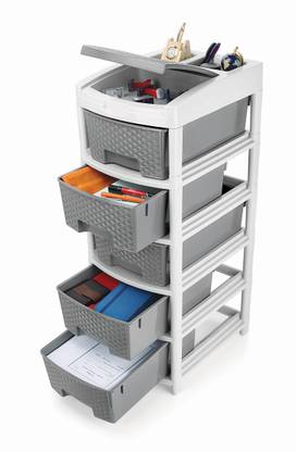 Nabhya 5 XL Extra Large Size Multipurpose Drawer Plastic Modular Plastic Free Standing Cabinet