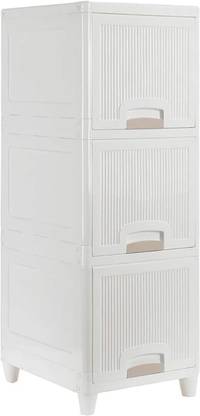 DeoDap 3 Layer Multipurpose Storage Cabinet, Storage Solutions Plastic Drawers Plastic Free Standing Cabinet