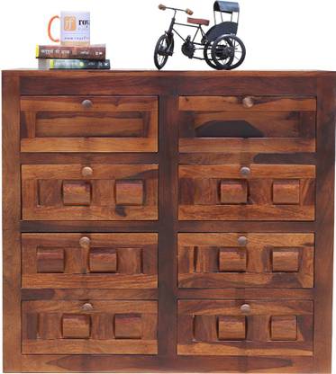 rf royal finish ModernNivora 8 Drawer,Soft Edges,Floor Protector,Natural Colour,Matte finished Solid Wood Free Standing Chest of Drawers