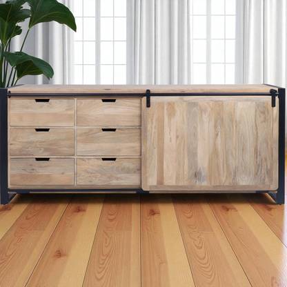 THE ATTIC The Attic Bristol Large Sideboard, Natural Matte Finish Solid Wood Free Standing Sideboard