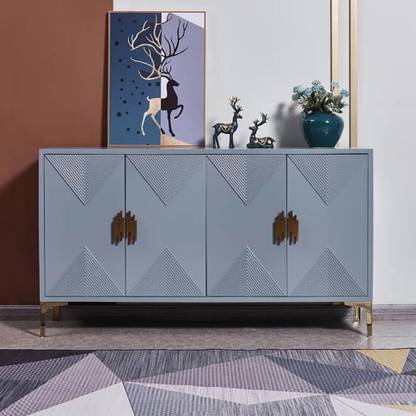 NG Decor Modern Blue Sideboard Buffet 59" Buffet Cabinet with 4 Doors Adjustable Shelves Engineered Wood Free Standing Sideboard