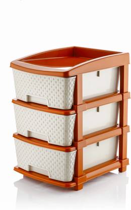 PALAK 3 Plastic Modular Transparent Drawer System for Home, Office, Hospital, Parlor Plastic Free Standing Chest of Drawers