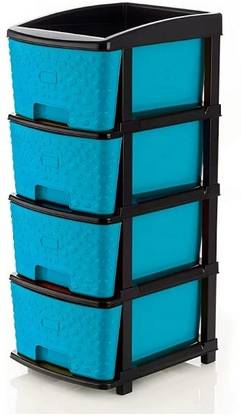Trackindia 4XL STONE BLUE DRAWER Large Size Plastic Free Standing Chest of Drawers Plastic Free Standing Chest of Drawers