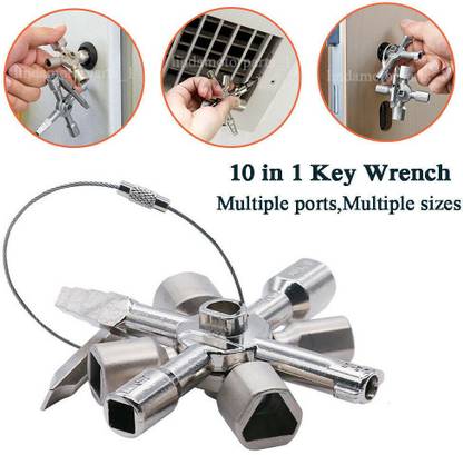 AS TOOL CENTER 10-in-1 Triangle Key Wrench Multifunction Electric Control Box Triangle Key Wrench Double Sided Socket Wrench
