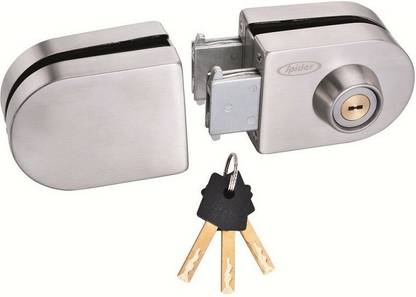 spider Glass Door Lock Oval Lock with SS Finish, One Side Key & One Side Knob( GDL02R) Glass Door Lock