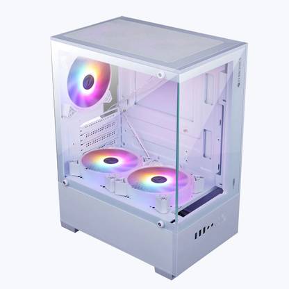 ZEBRONICS ICEBERG WHITE mid tower Cabinet with USB 2.0 and USB 3.0 Ports Compatible with Computer
