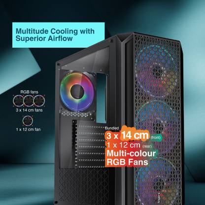 FINGERS Commando-E14 Full ATX Cabinet with USB 2.0 and USB 3.0 Ports Compatible with Computer