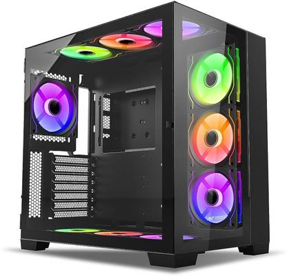Ant Esports Crystal XL | Support ATX, Micro-ATX, Mini-ITX with Pre-Installed 4 x 120mm Fan Mid Tower Cabinet