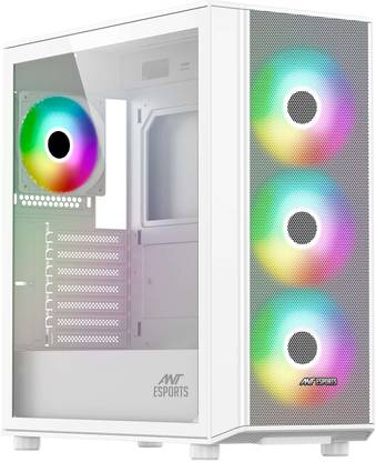Ant Esports ICE-410TG | Support ATX, Micro-ATX, Mini-ITX with Pre-Installed 4 x 120mm Fan Mid Tower Cabinet with USB 2.0 and USB 3.0 Ports Compatible with Gaming Console