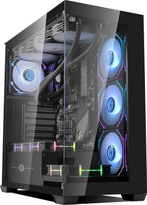 CIRCLE GAMING DEFENDER ZX1 Mid- Tower Case | Gaming Cabinet | Support ATX, M-ATX, ITX | Pre- Installed 3 x 120mm Front and 1 x 120mm Rear ARGB Fans Cabinet