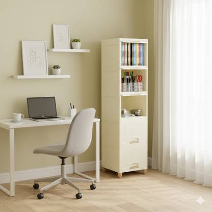 MAXTID Containers Kitchen Rack Plastic 5 Layer White Cabinet everywhere Use Storage & Solution A