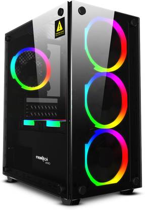 Frontech AND Gaming Computer Case with 2+1 USB(1.0&3.0) Tempered Glass Panel| 3 X RGB Fan Mid Tower FT-4342 Cabinet
