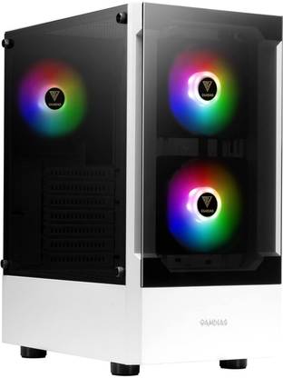 GAMDIAS Mid Tower Cabinet | TALOS E3 WH | Built-in 3 ARGB Fans | Dust Filters 3 ARGB Cabinet