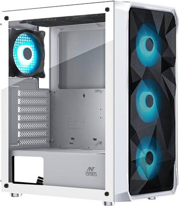 Ant Esports ICE- 112 Support ATX, Micro-ATX, ITX | Pre-Installed 3 Front Fans & 1 Rear Fan Mid- Tower Computer Case/Gaming Cabinet