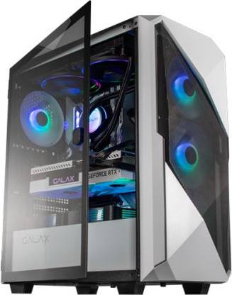 GALAX (Rev-01W) Mid Tower Gaming Case with 4 ARGB Fans (White) - CG01AGWA4A0 Mid Tower Gaming Case Cabinet with USB 2.0 and USB 3.0 Ports Compatible with Gaming Console