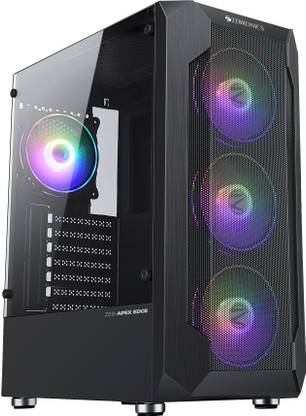 ZEBRONICS APEX Edge Gaming Cabinet, Full-Tower, E-ATX/ATX/mATX/ITX, 4 ARGB Full Tower Cabinet with USB 2.0 and USB 3.0 Ports Compatible with Gaming Console