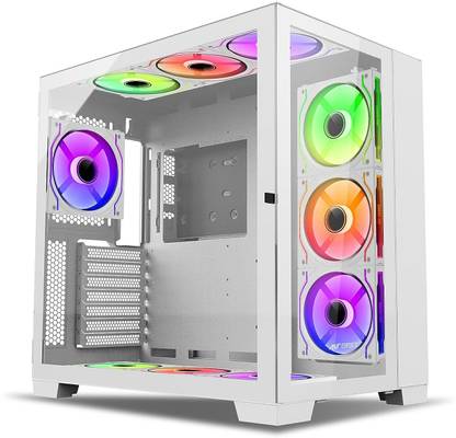 Ant Esports Crystal XL Support Micro-ATX Mini-ITX|Pre-Installed 3 Side Fans and 1 Rear Fan Mid Tower Cabinet