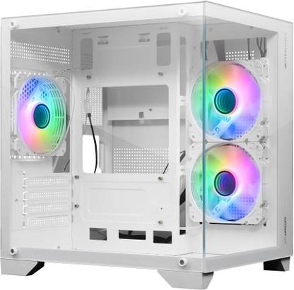 ZEBRONICS MERCURY Gaming Chassis, mATX/Mini ITX, 240mm AIO ARGB,Tempered Glass Cube Cabinet with USB 2.0 and USB 3.0 Ports Compatible with Gaming Console