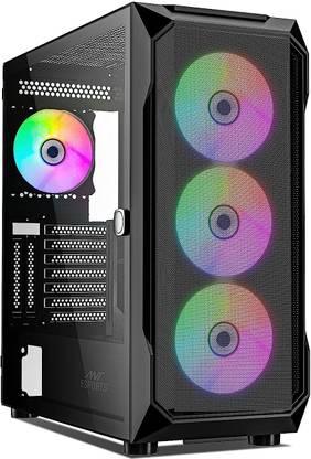 Ant Esports ICE-410TG | Support ATX, Micro-ATX, Mini-ITX with Pre-Installed 4 x 120mm Fan Mid Tower Cabinet
