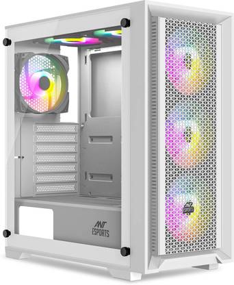 Ant Esports SX7 Computer/Gaming Case, Support ATX, Micro-ATX, Mini-ITX, 3 x 120mm Front Fan, Mid Tower Cabinet with USB 2.0 and USB 3.0 Ports Compatible with Gaming Console
