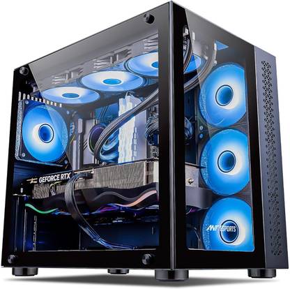 Ant Esports Crystal Support E-ATX, ATX, Micro-ATX, Mini-ITX MB I Pre-Installed 120mm x 4 Fan Mini-Tower Gaming Cabinet