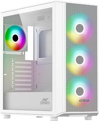 Ant Esports 411 Air | Support ATX, Micro-ATX, Mini-ITX with Pre-Installed 4 x 120mm Fan Mid Tower Cabinet with USB 2.0 and USB 3.0 Ports Compatible with Gaming Console