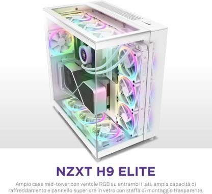 Nzxt H9 Elite/CM-H91EW-01 Mid Tower Cabinet with USB 2.0 and USB 3.0 Ports Compatible with Gaming Console