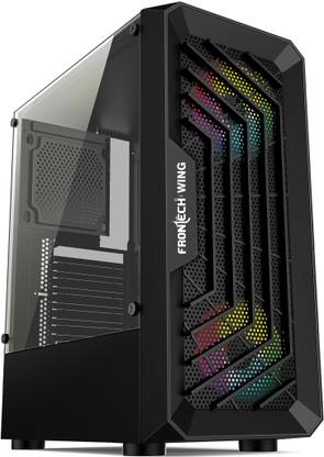 Frontech WING Gold Range Computer Case | 2+1 USB(1.0&3.0) | Front Audio | 2- 120mm Fan Mid Tower FT-4361 Cabinet with USB 2.0 and USB 3.0 Ports Compatible with Computer