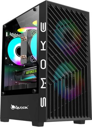 bequick SMOKE CABINET WITH 2 RGB FAN IN FRONT ,ONE 3.0 USB,SIDE TAMPERD GALSS, computer case Cabinet