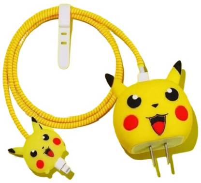 YuniKase Charger Cover for iPhone 18W-20W Charger, 3D Cartoon Design Picachu Spiral Cover Cable Protector