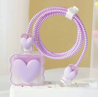 JOBINKA 3D Cute Heart Design Soft Silicone Protective 18W-20W Apple Charger Case Cover Cable Protector