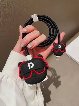 kingbell Cartoon Protective Case iPhone 18W & 20W Charger Cable, Unique Design(Dog) Black Cable Protector