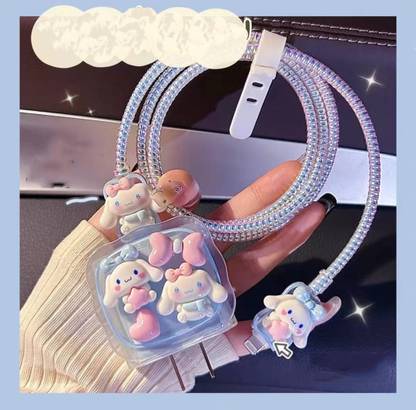 Micvir Charger Cover for iPhone 18W-20W Charger, 3D Cartoon Design Cinnamoroll, Spiral Cable Protector
