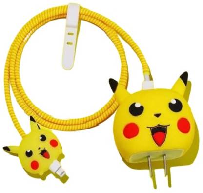 YuniKase Charger Cover for iPhone 18W-20W Charger, 3D Cartoon Design Picachu Spiral Cover Cable Protector