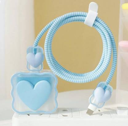 JOBINKA 3D Cute Heart Design Soft Silicone Protective 18W-20W Apple Charger Case Cover Cable Protector