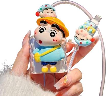 KNJ Shinchan School Boy Charger Cover Case Set for iOS (18W/20W Adapter) Cable Protector